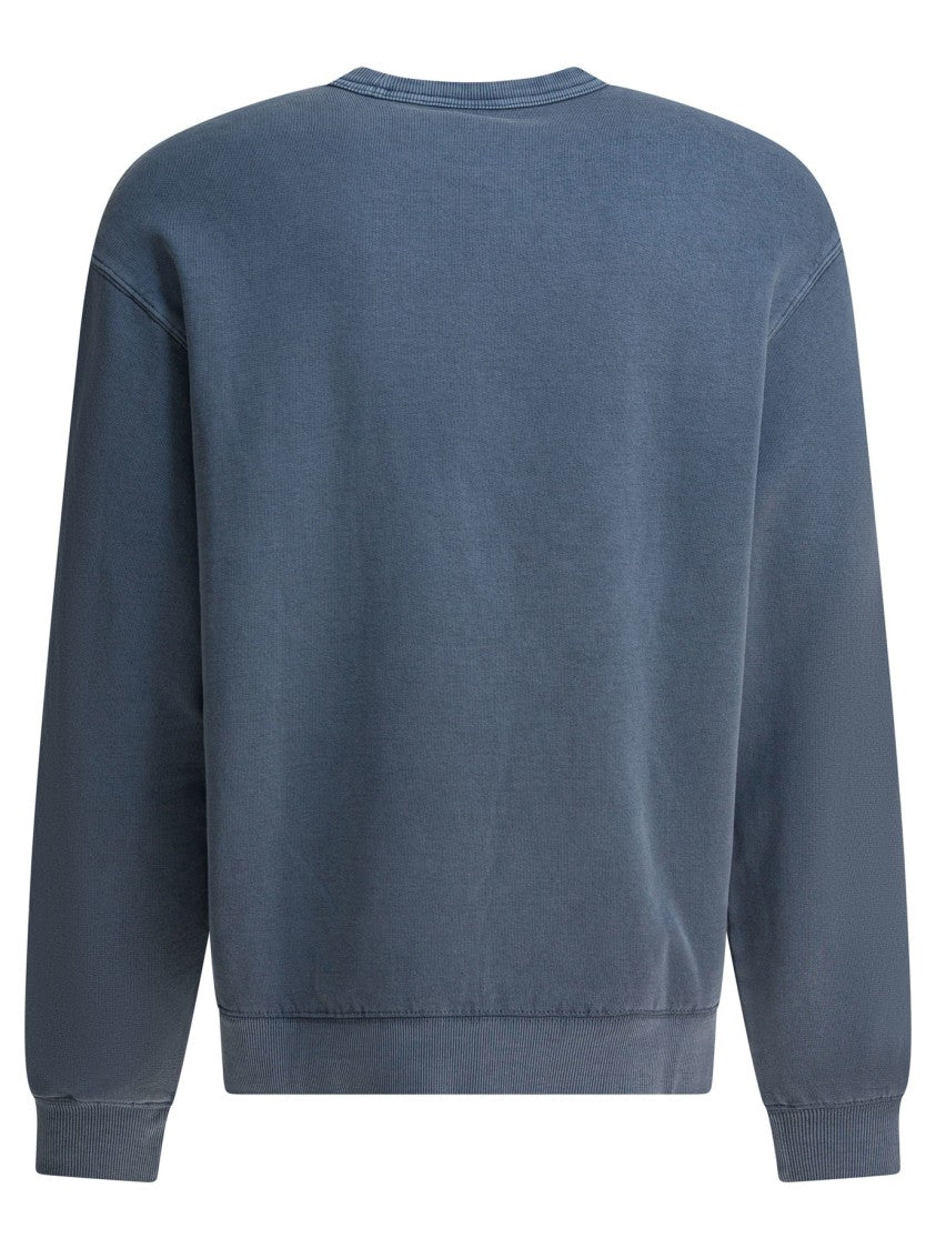 Carhartt Wip Balloon-Cut Blue Crewneck Sweatshirt With Distressed Finish
