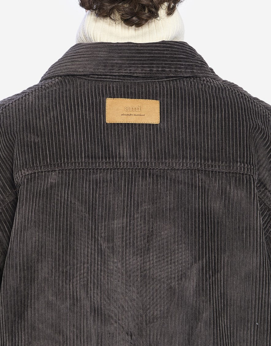 Ami Paris Logo Patch Corduroy Overshirt