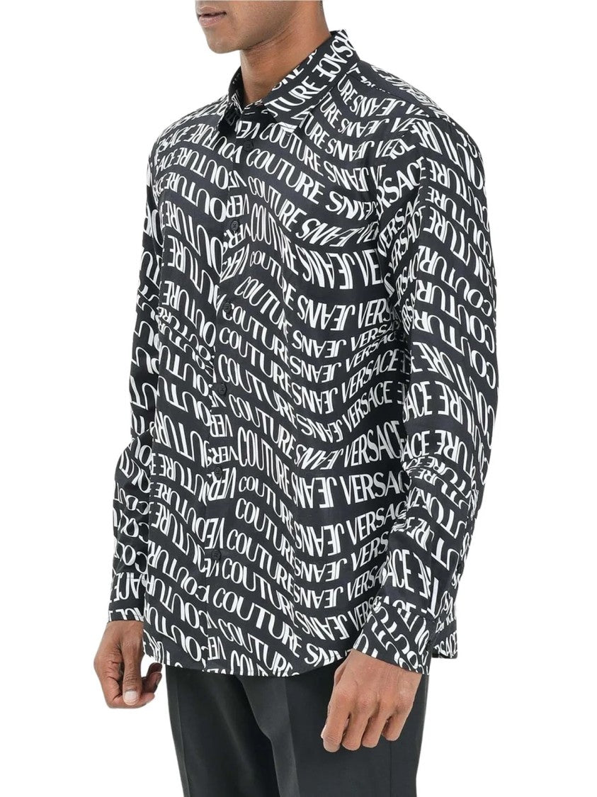 Versace Jeans Couture Black/White Two-Tone Graphic Cotton Casual Shirt