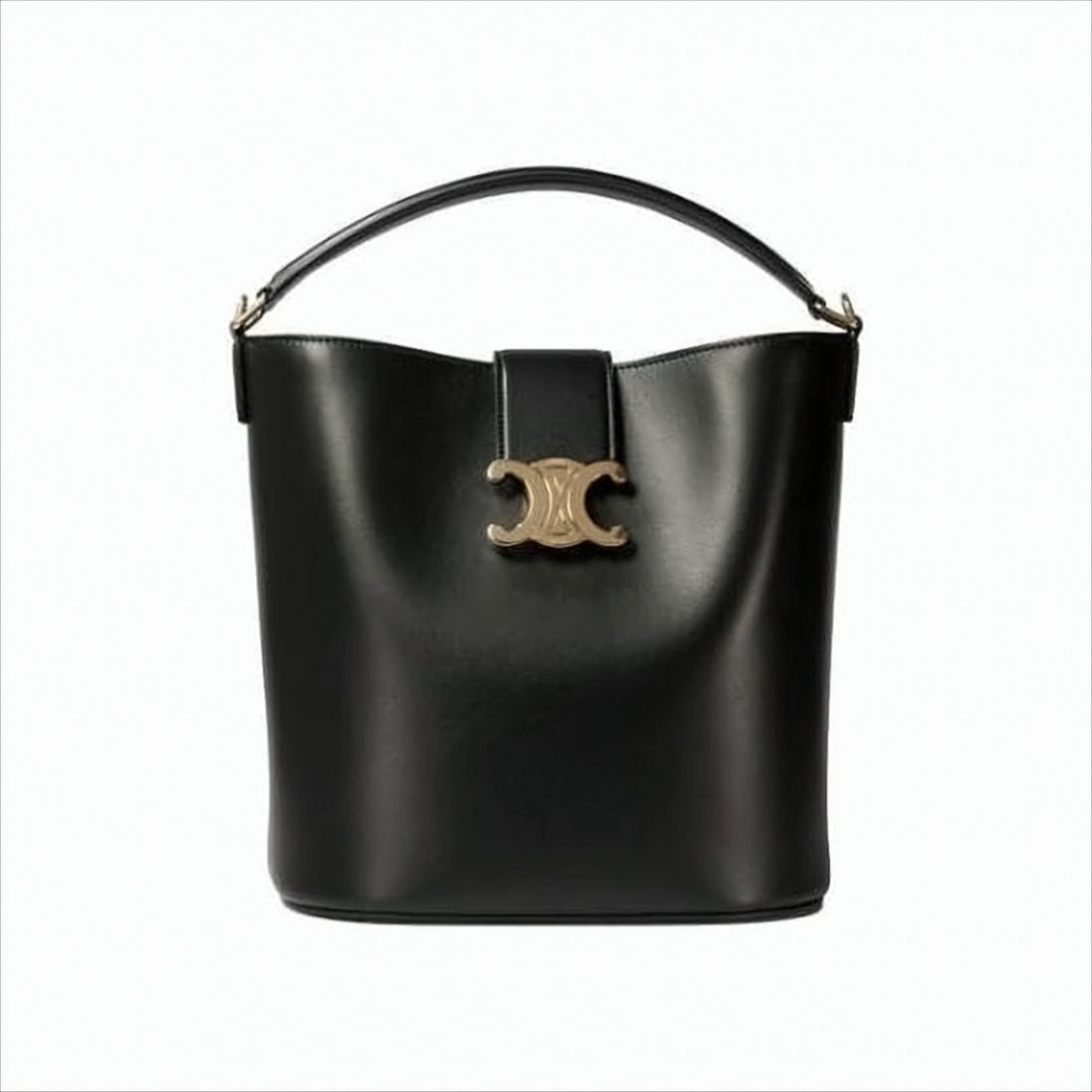 Celine Structured Black Tote Bag With Metallic Clasp