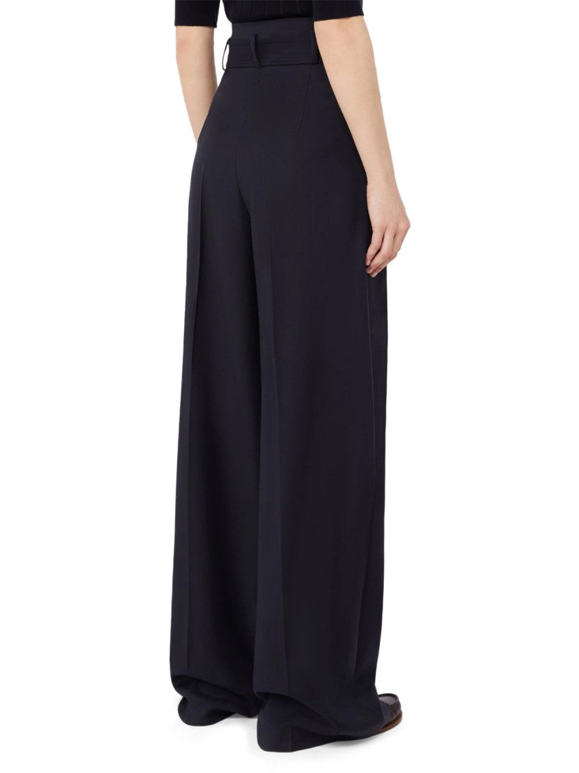 Max Mara Wide-Leg Trousers With High Waist And Gold-Tone Buckle