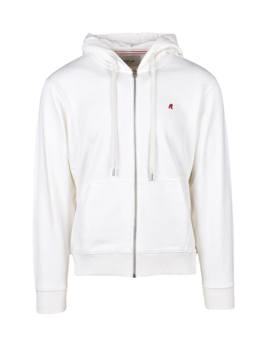 Replay White Hooded Cotton Hoodie