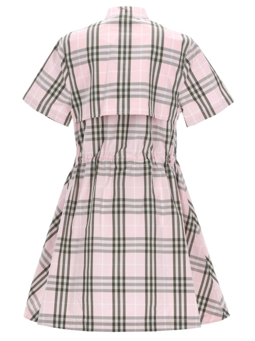 Burberry Pink Check Drawstring Waist Dress