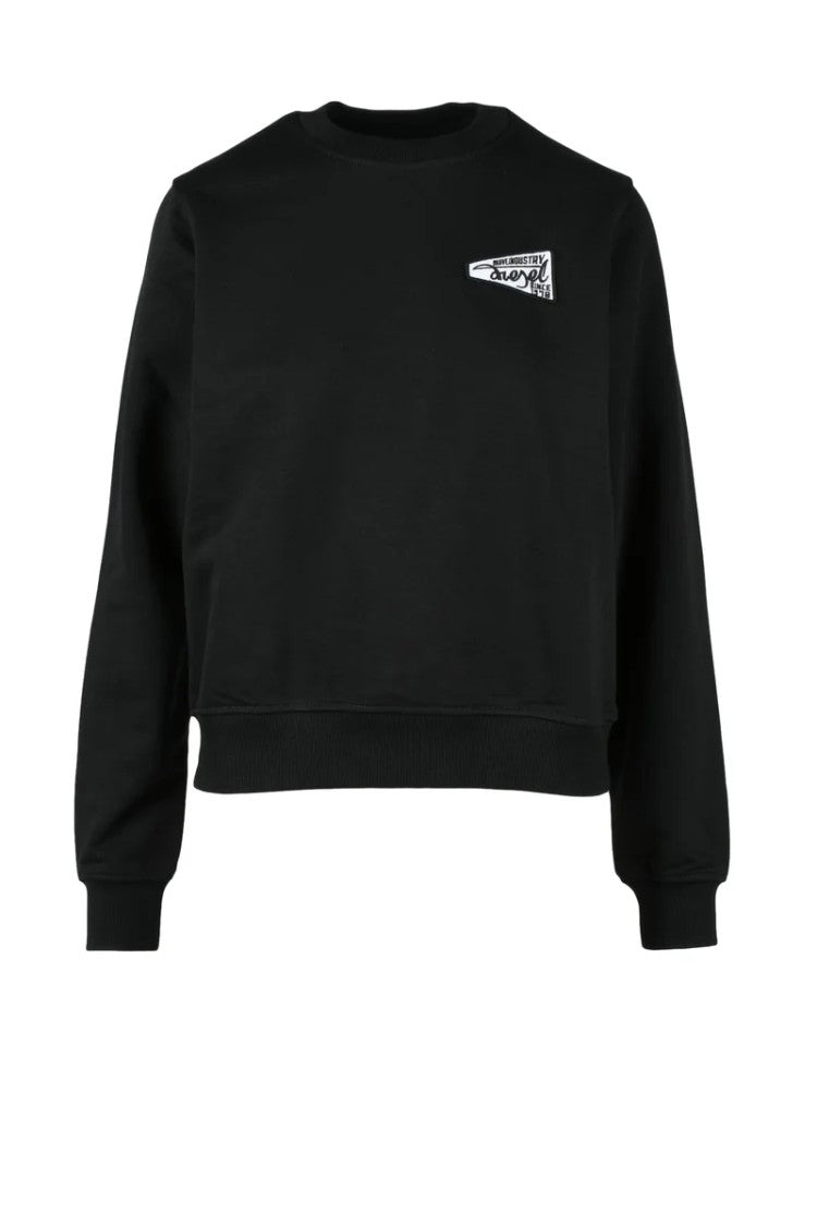 Diesel Black Cropped Cotton-Blend Sweatshirt