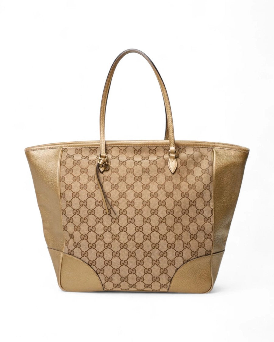 Gucci Bree Medium Gg Supreme Shopper Gold