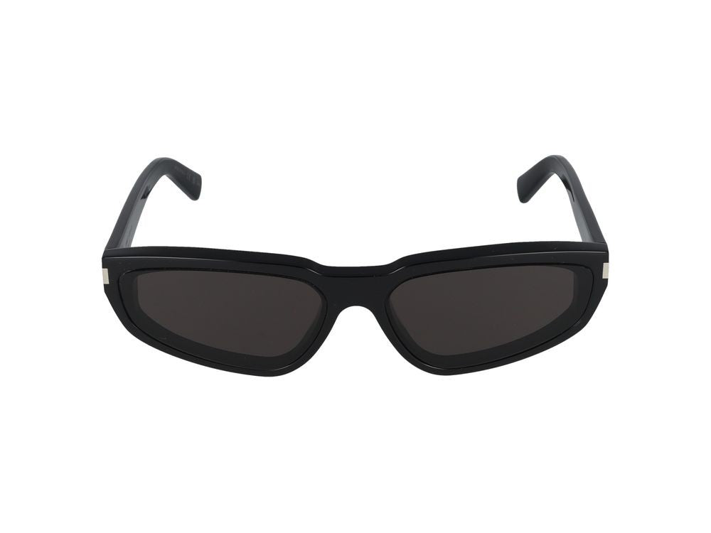 Saint Laurent Black Glossy Acetate Oversized Rectangular Sunglasses