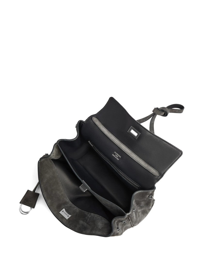 Balenciaga Structured Grey Handbag With Top Handle And Detachable Strap