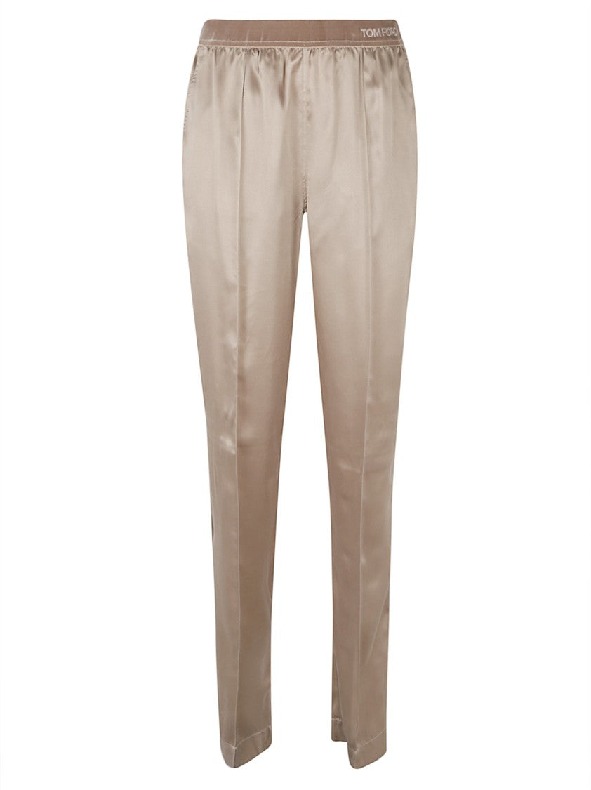 Tom Ford Silk Relaxed Fit Tailored Trousers With Subtle Creases