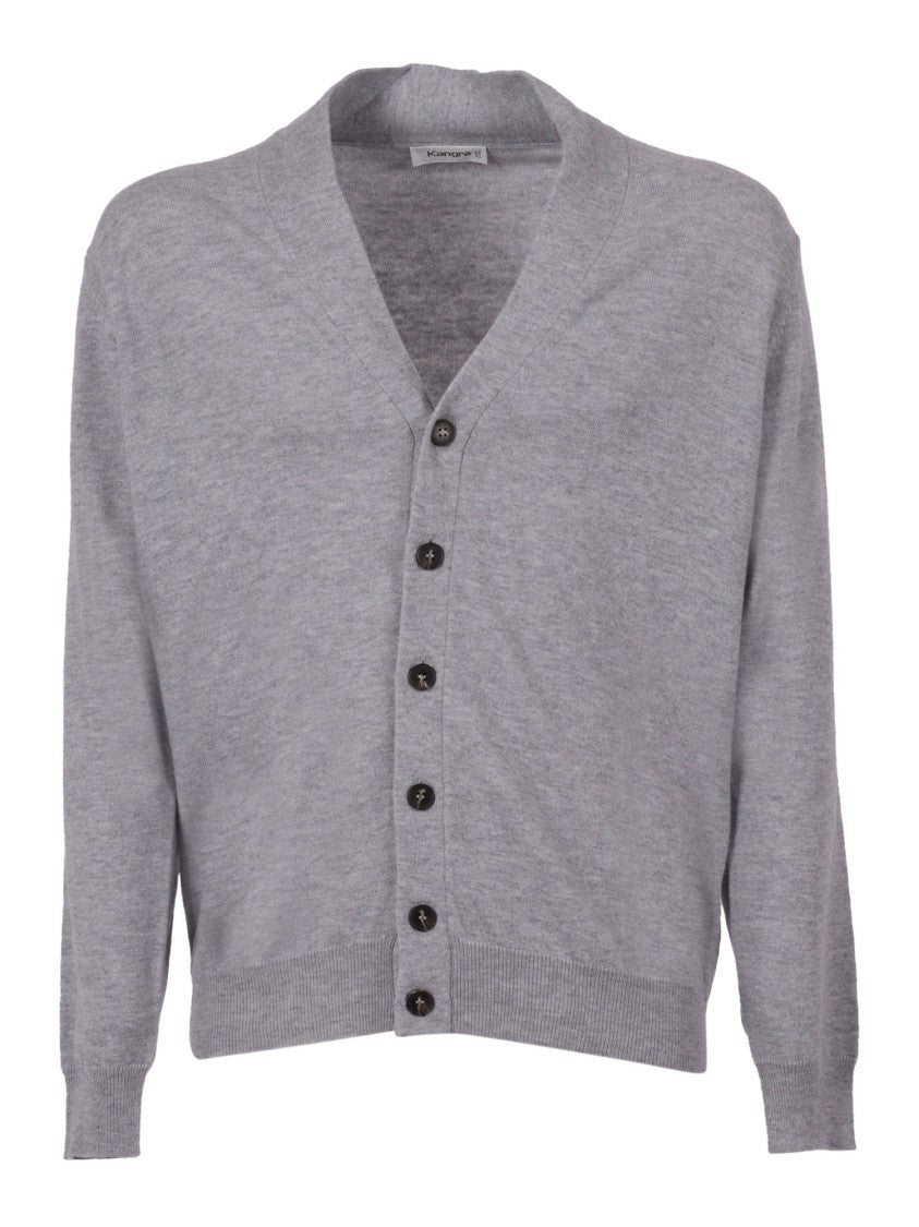 Kangra Cashmere Soft Wool Cardigan With V-Neckline And Button-Down Front