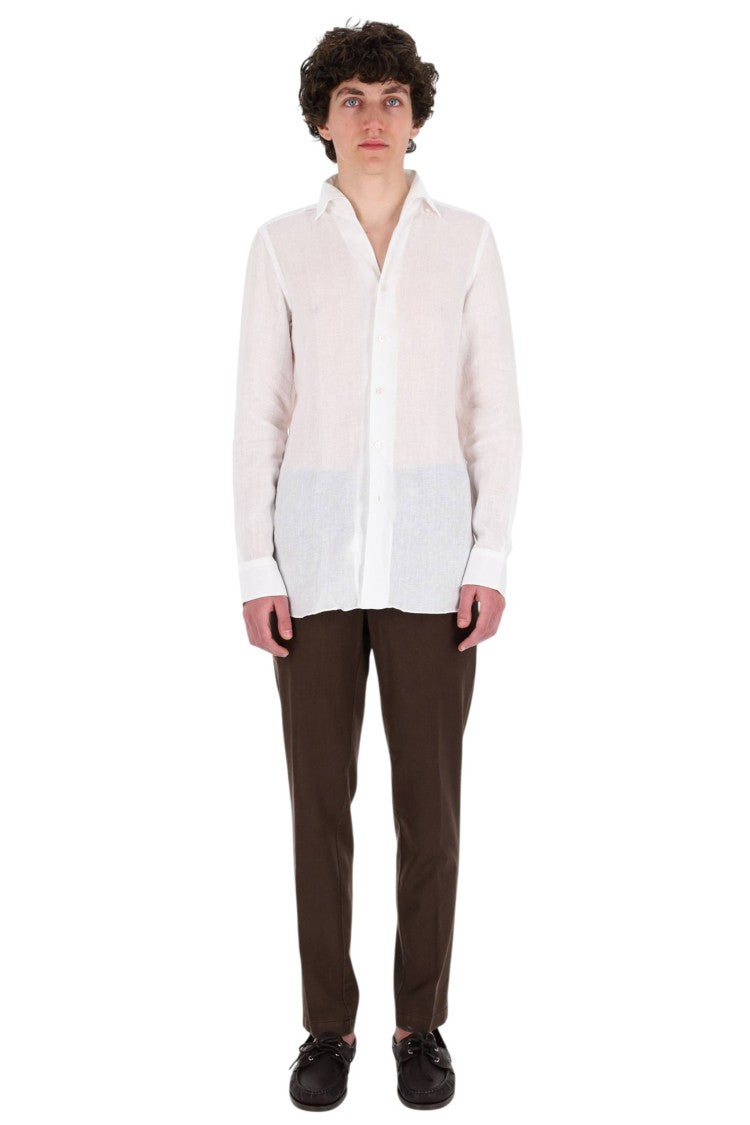 Finamore Gaeta Ustica Collar Linen Casual Shirt