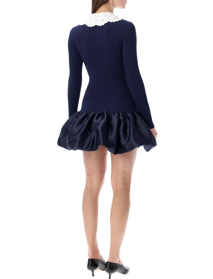 Self-Portrait Knit And Taffeta Mini Dress