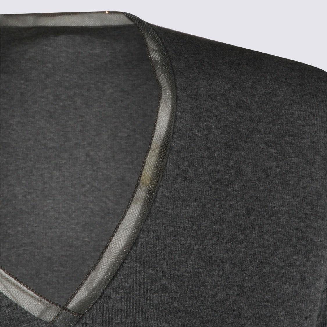 Fabiana Filippi Long-Sleeved Fitted Top With V-Neckline And Subtle Trim
