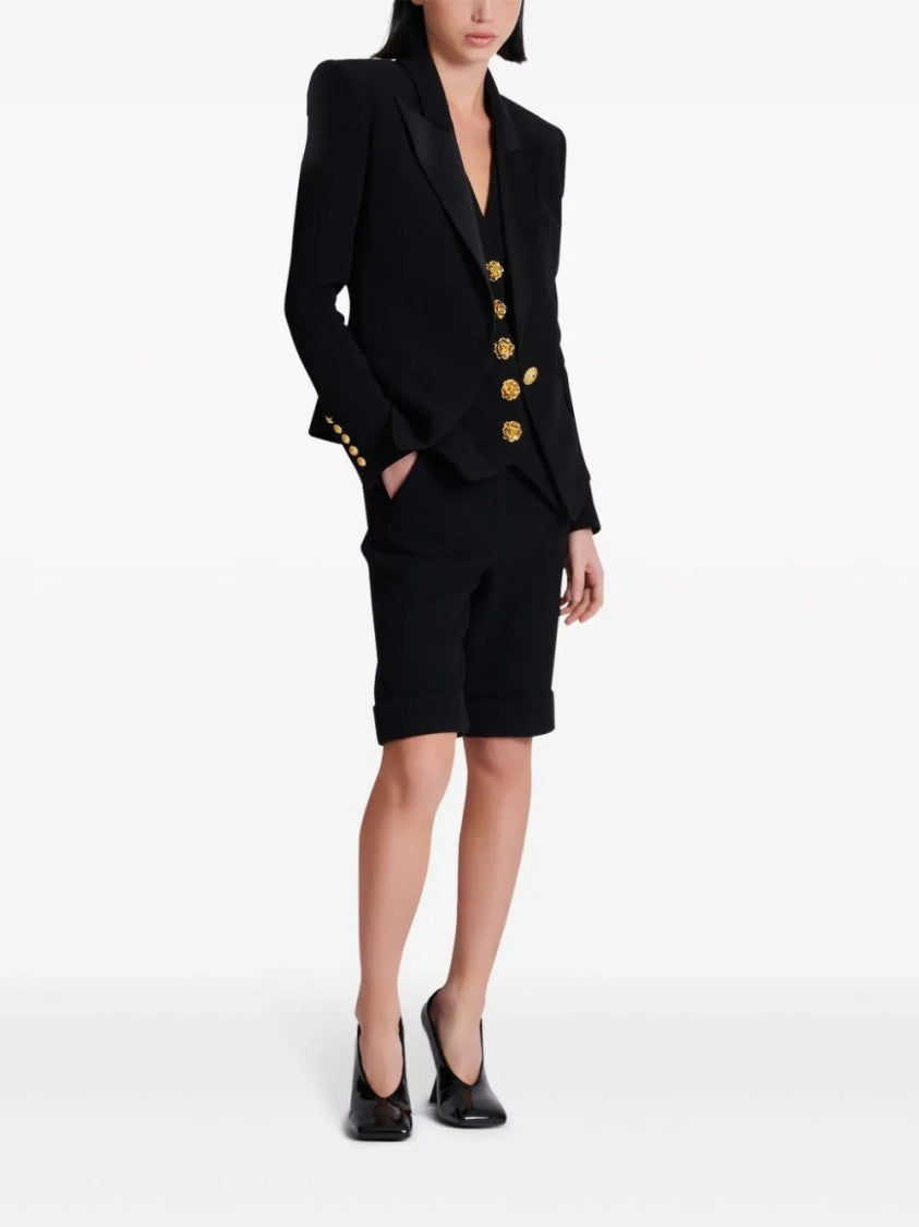 Balmain Satin-Lapel Single-Breasted Blazer