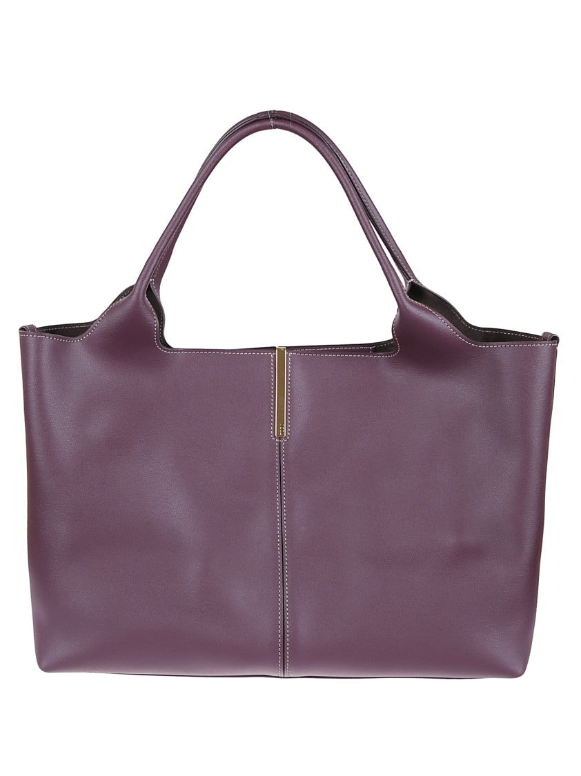 Tod's Burgundy Calfskin Shopping Bag