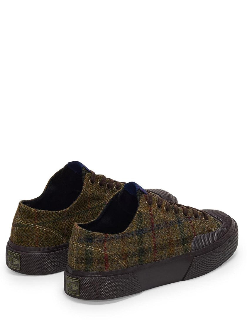 Superga Patchwork Khaki Tartan Low-Top Sneakers