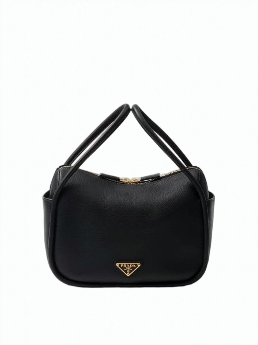 Prada Structured Calf Leather Shoulder Bag