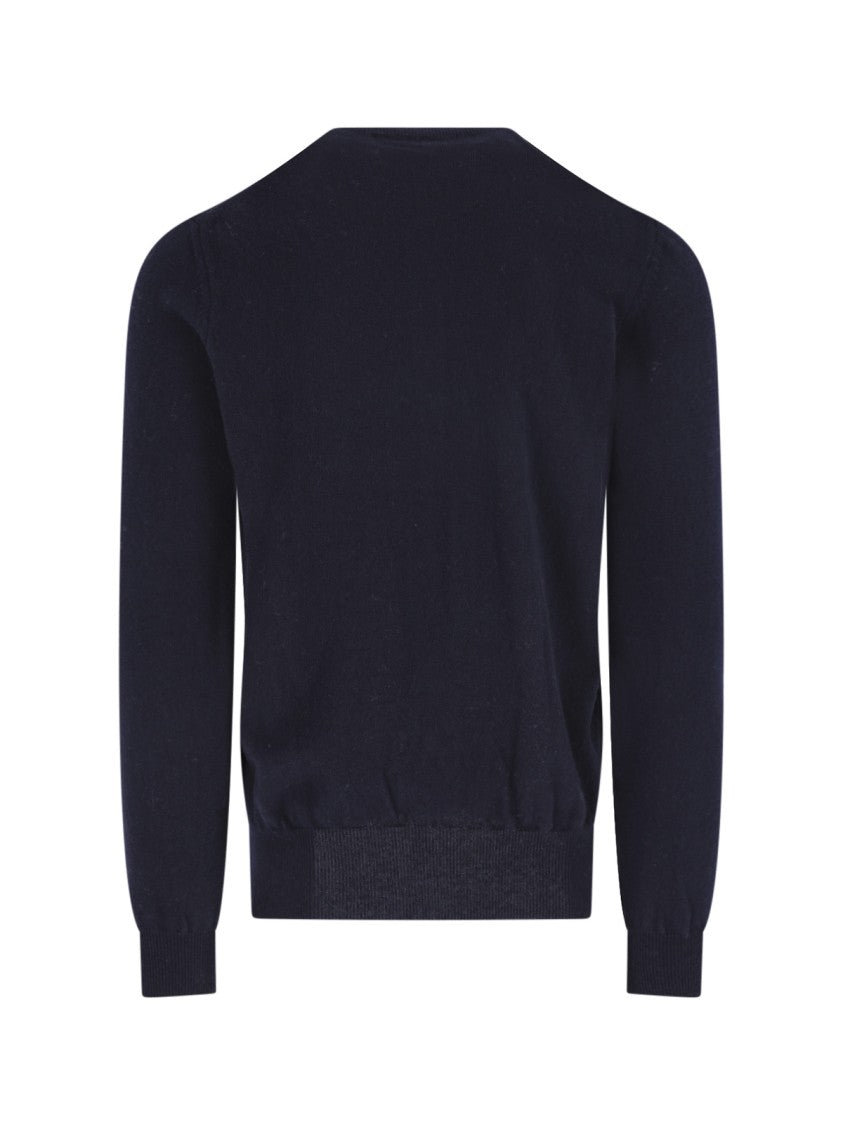 Comme Des Garçons Navy Heart Patch Wool Cardigan