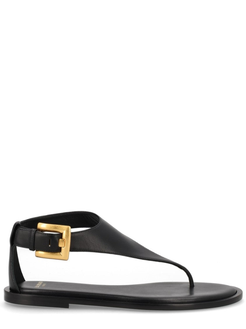 Balmain Flat Sole Ankle Strap Sandals