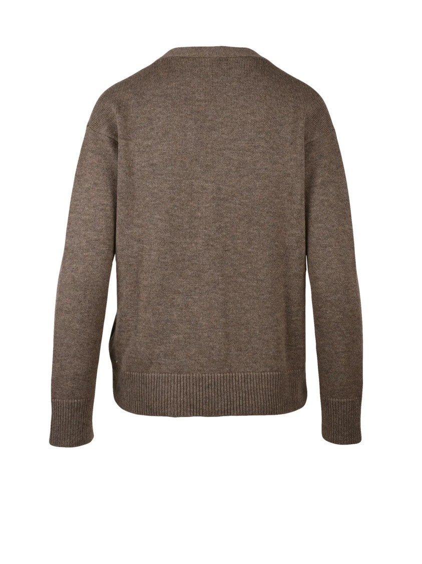 Max Mara Taupe Wool-Blend Cropped Cardigan