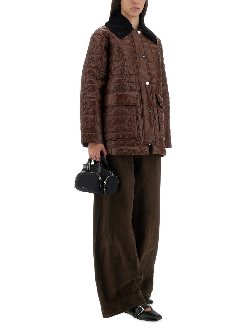 Ganni Quilted Midi Front Flap Jacket