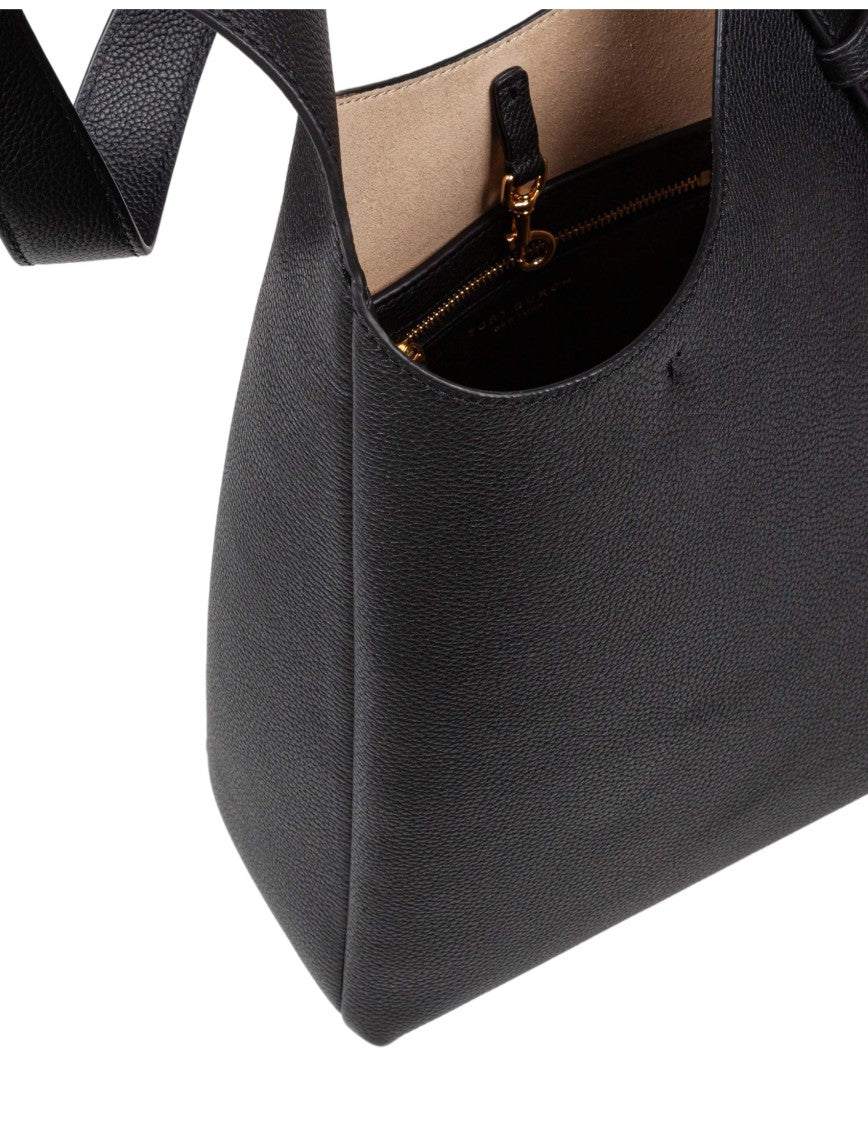 Tory Burch Romy Small Leather Hobo Bag, Black