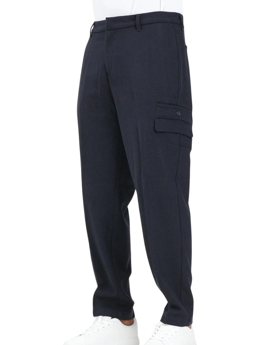 Armani Exchange Dark Blue Wool-Blend Cargo Pants