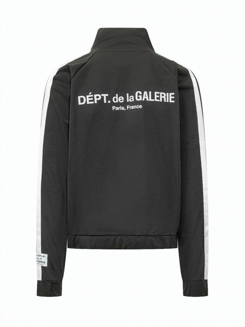 Gallery Dept. Cropped Black Hooded Jacket With Vertical Stripes