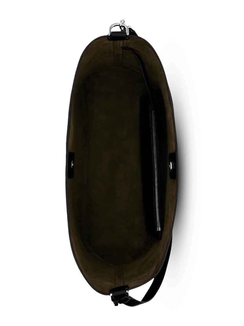 Hogan Black Leather Tote Bag With Design