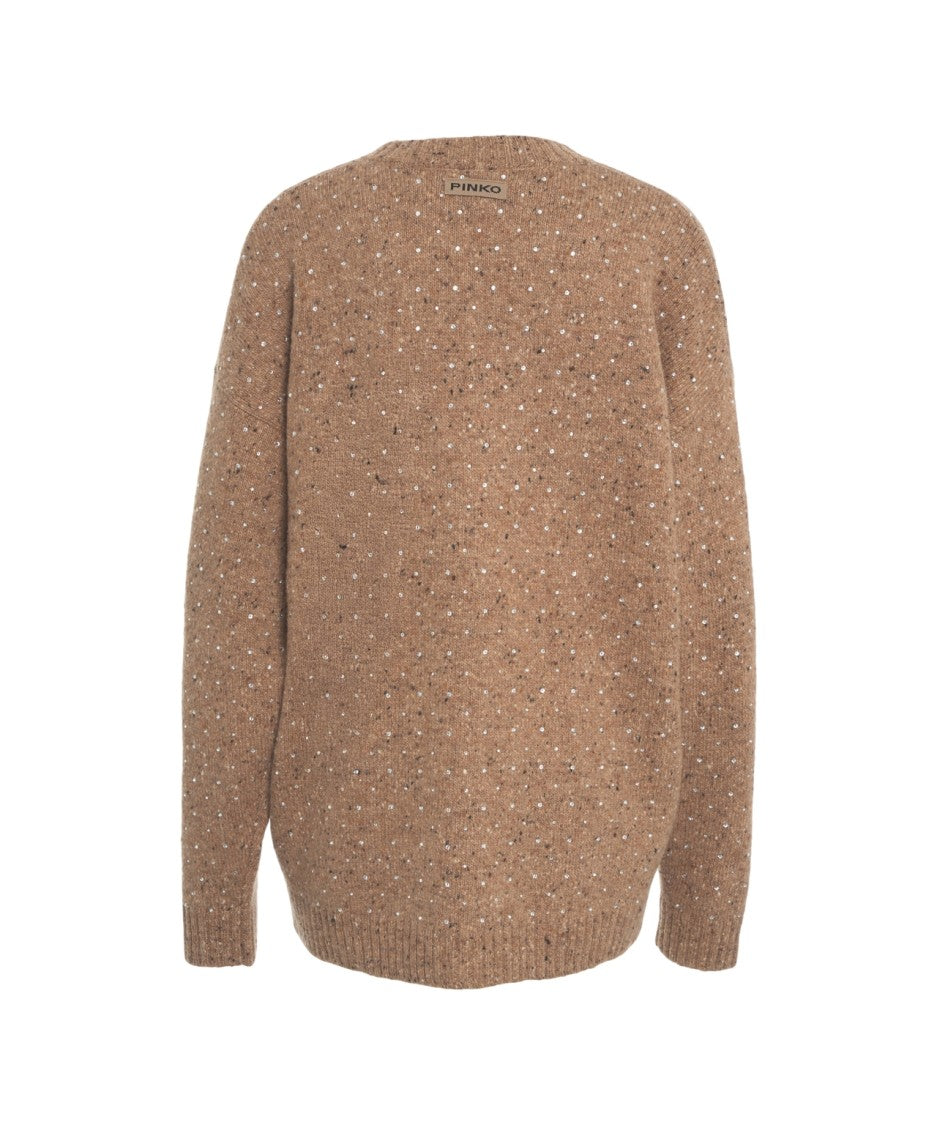 Pinko Mélange Knit Cardigan With V-Neck