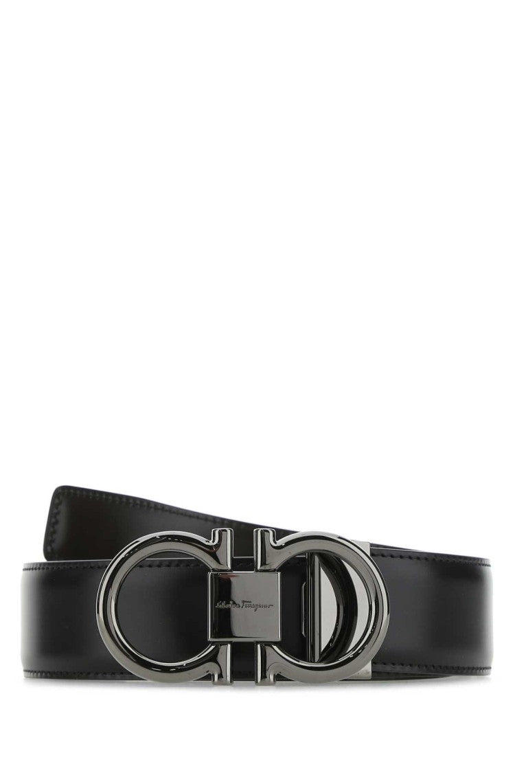 Salvatore Ferragamo Calf Leather Belt With Polished Double-Circle Buckle