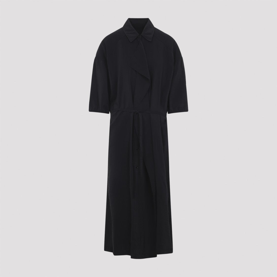 Lemaire Asymmetrical Black Silk Midi Dress