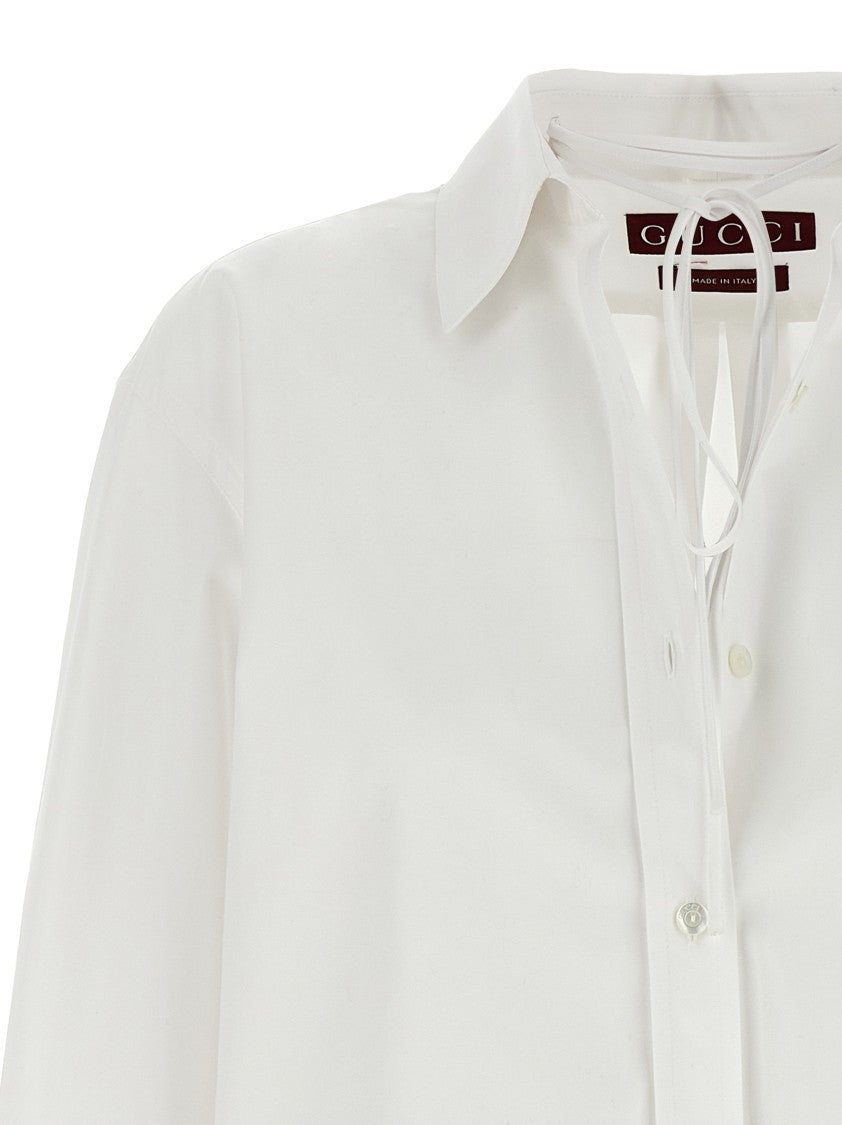 Gucci Cotton Poplin Shirt With Tone-On-Tone Logo Embroidery