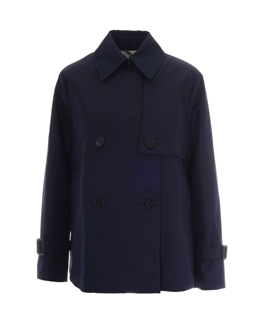 Max Mara Short Double-Breasted Trench Coat In Water-Repellent Gabardine