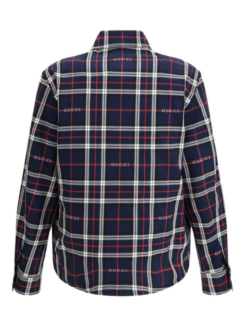 Gucci Classic Plaid Button-Up Jacket With Metallic Accents