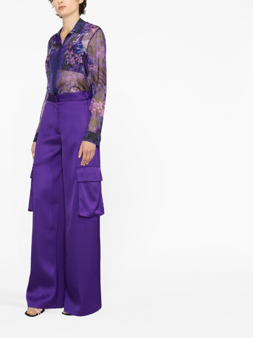 Versace Orchid Purple Wide-Leg Cargo Trousers