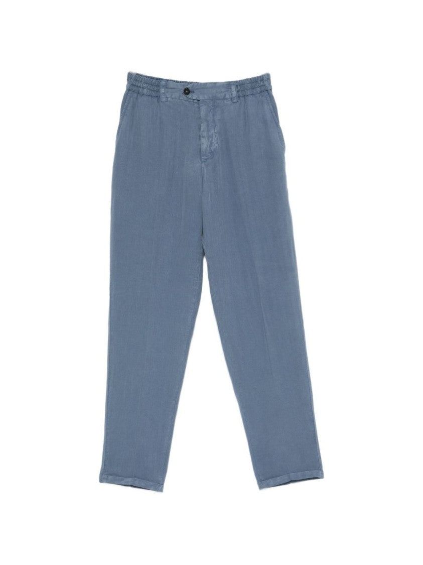 Pt Torino Sky Blue Tapered-Leg Pants With Elasticated Waistband