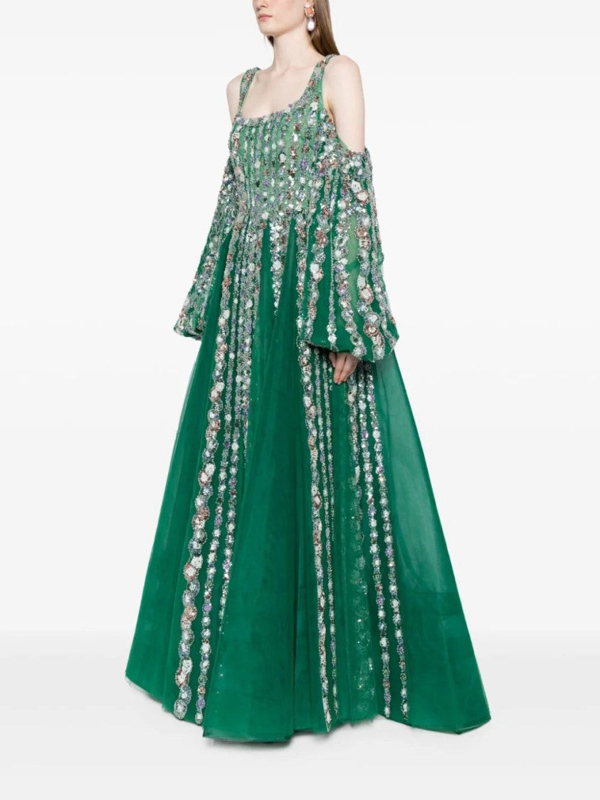 Saiid Kobeisy Off-Shoulder Beaded Dress With Shoulder Straps