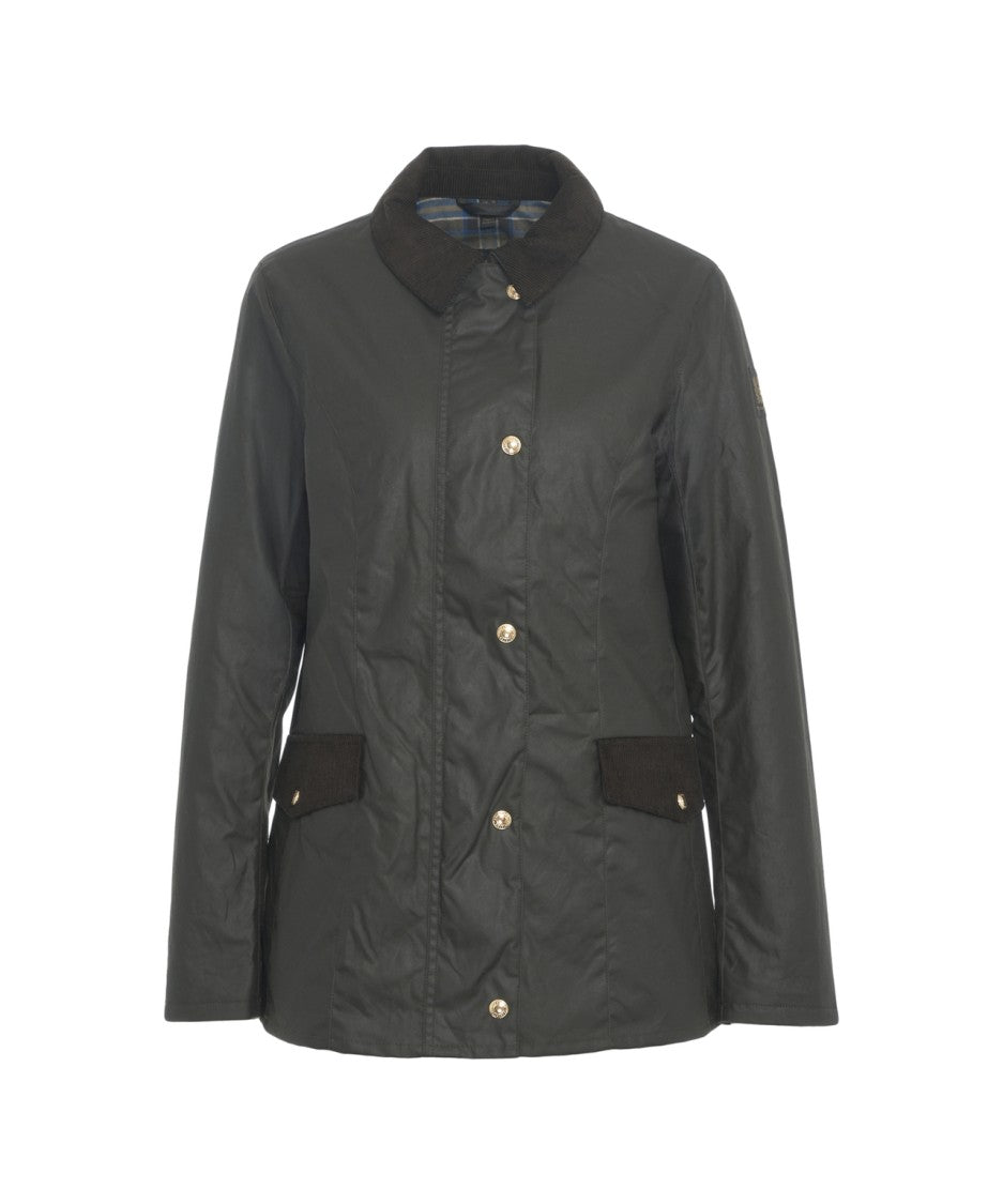 Belstaff Classic Waxed Jacket With Corduroy Collar And Golden Accents