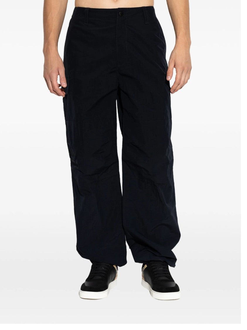 Burberry Blue Recycled Cotton Cargo Pockets Straight-Leg Pants