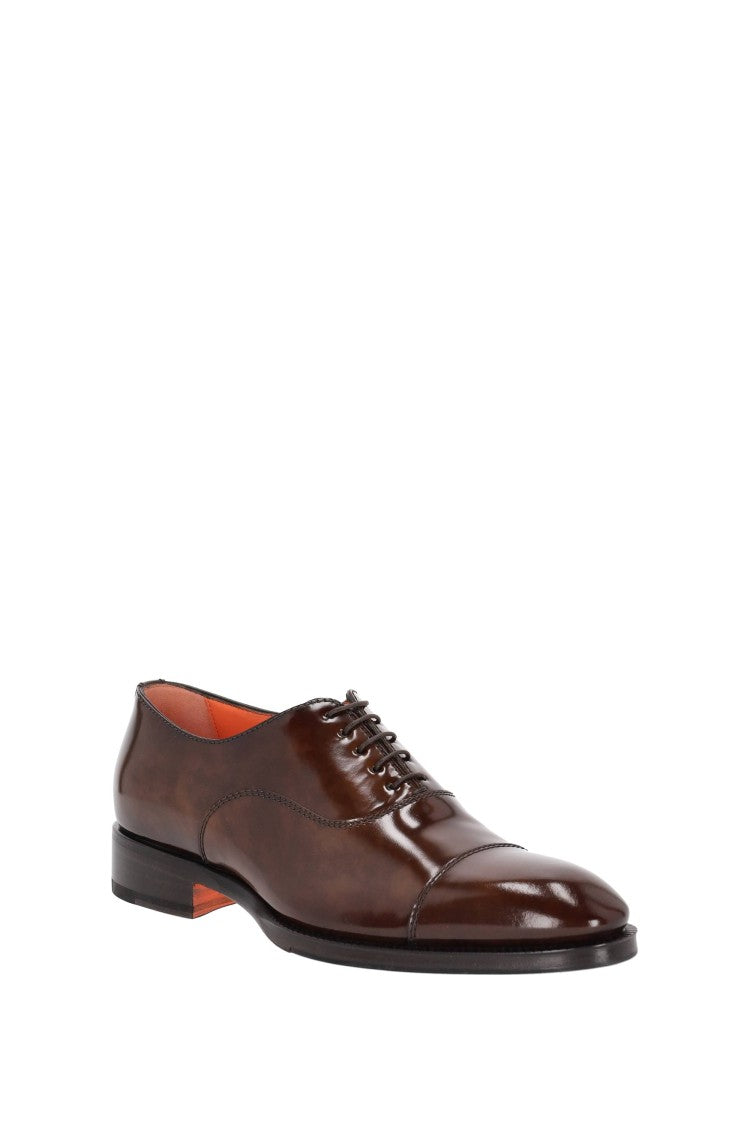 Santoni Brushed Calf Leather Lace-Ups