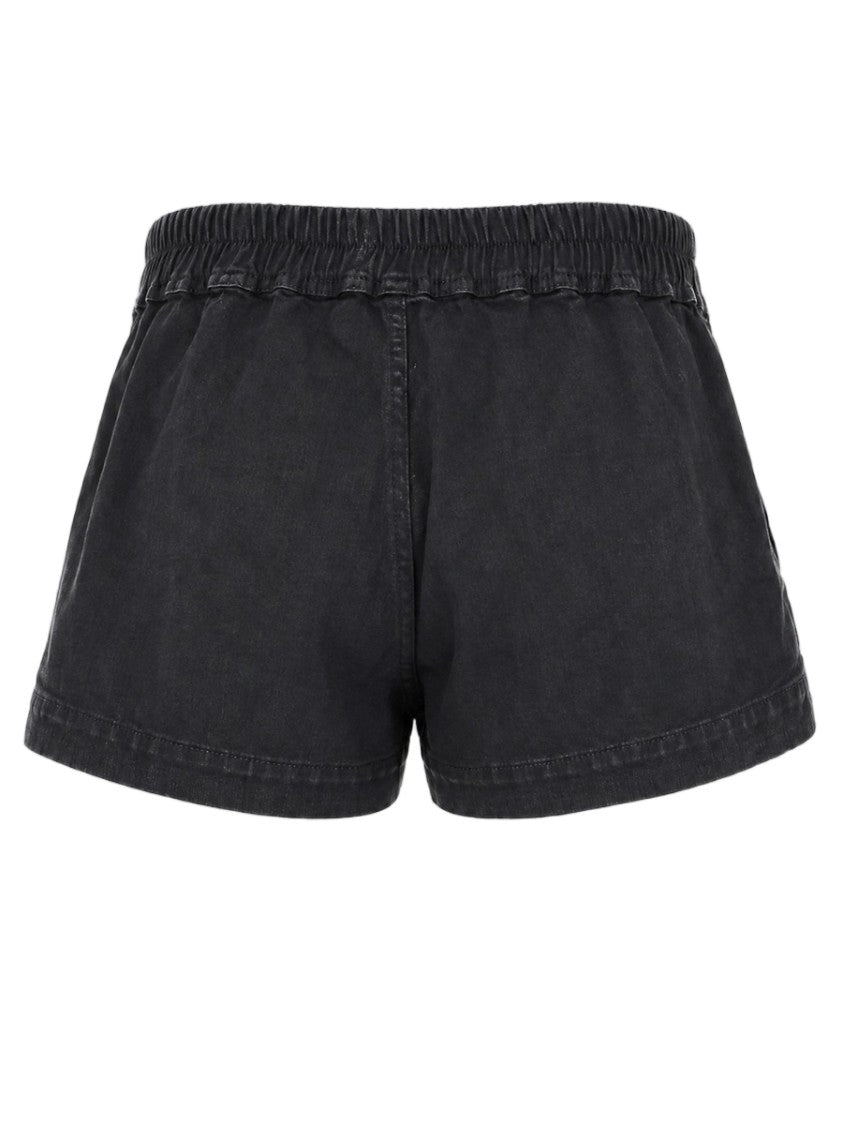 Drkshdw By Rick Owens Black Layered Drawstring Elastic Waistband Cotton Shorts