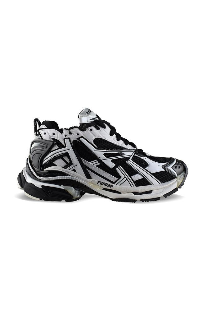 Balenciaga Black White Mesh Nylon Runner Sneakers