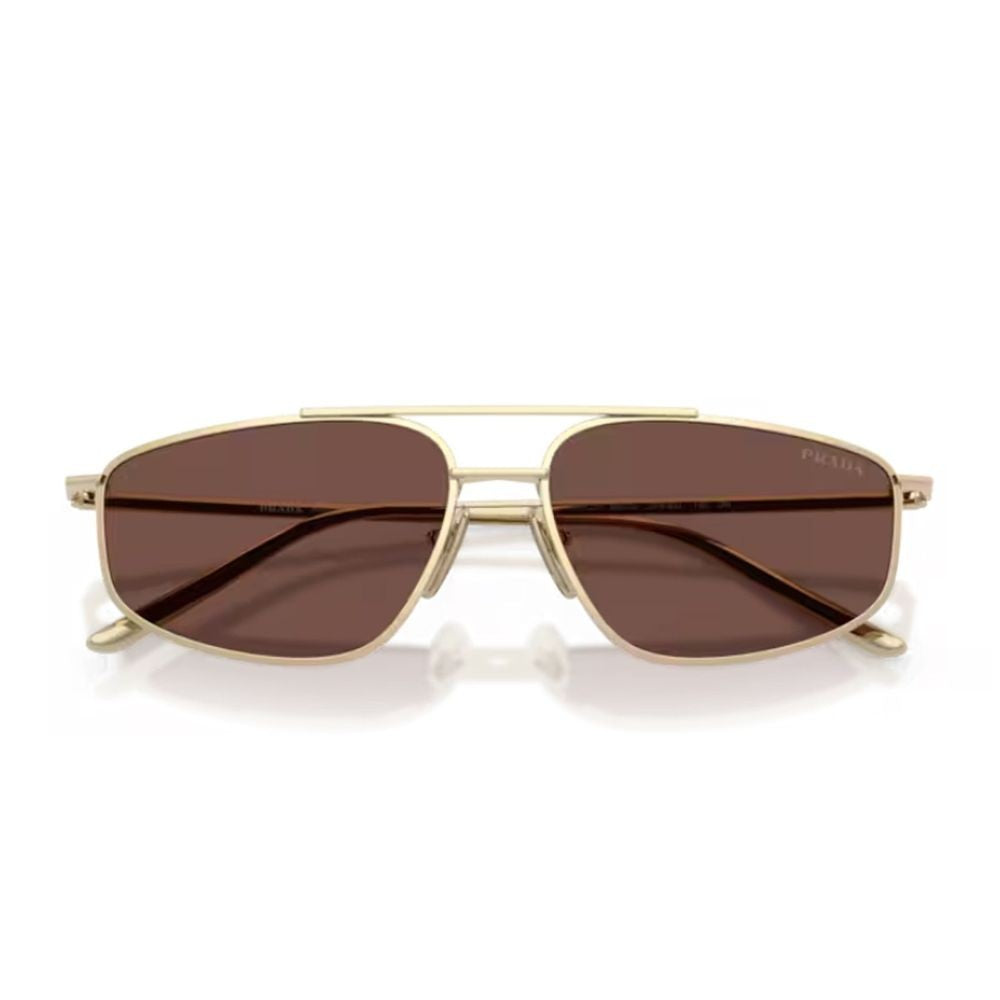 Prada Pr C51s Rectangular Light-Gold Metal Sunglasses
