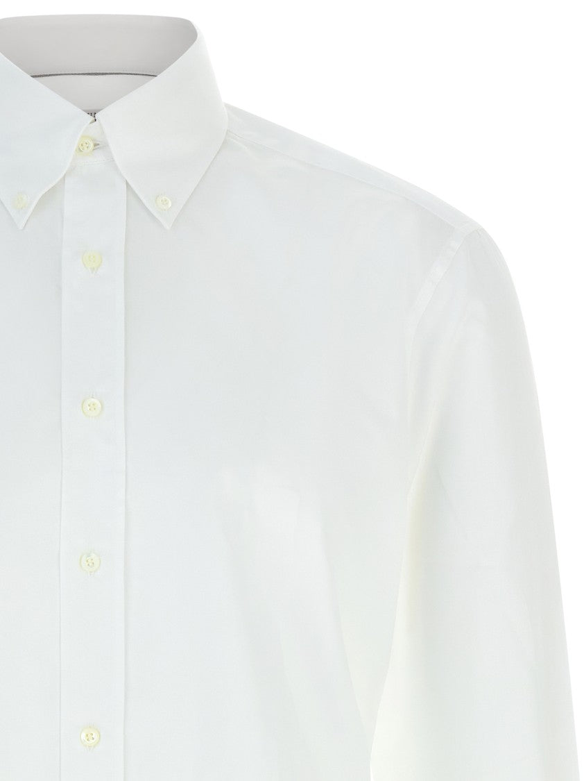 Brunello Cucinelli Tailored White Cotton Button-Down Shirt With Structured Collar