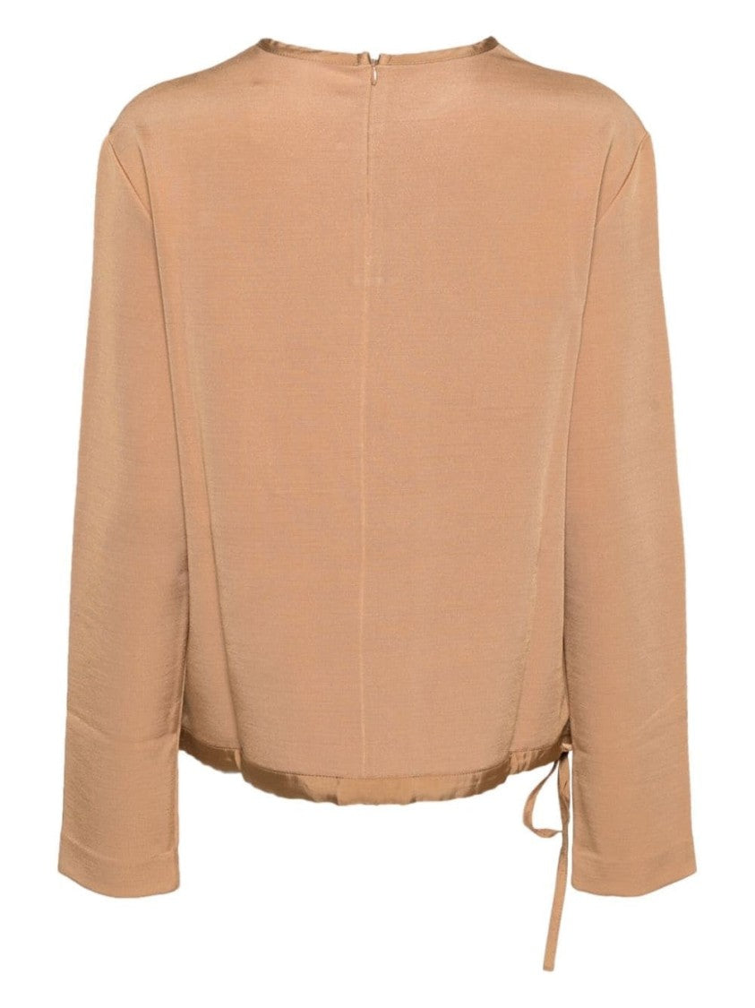 Jil Sander Brown Bomber Jacket With Tie Detail