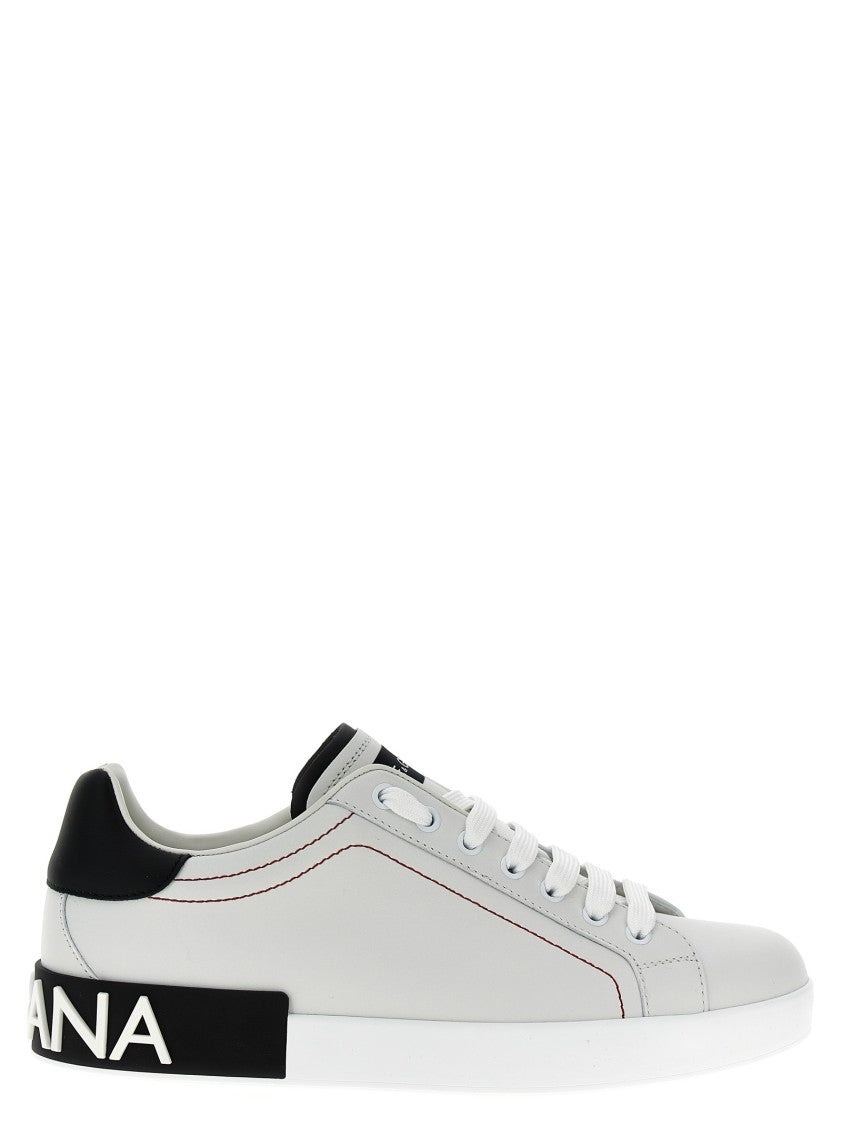 Dolce & Gabbana Portofino Leather Sneakers With Contrasting Details