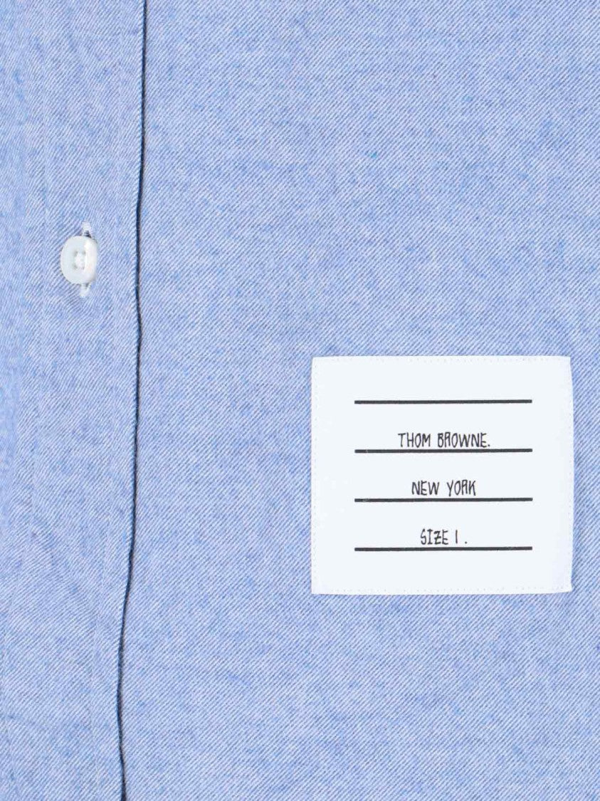 Thom Browne Light Blue Button-Down Shirt With Tricolor Tab