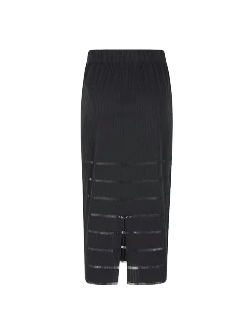 Pleats Please Pleated Midi Skirt With Sheer Stripes