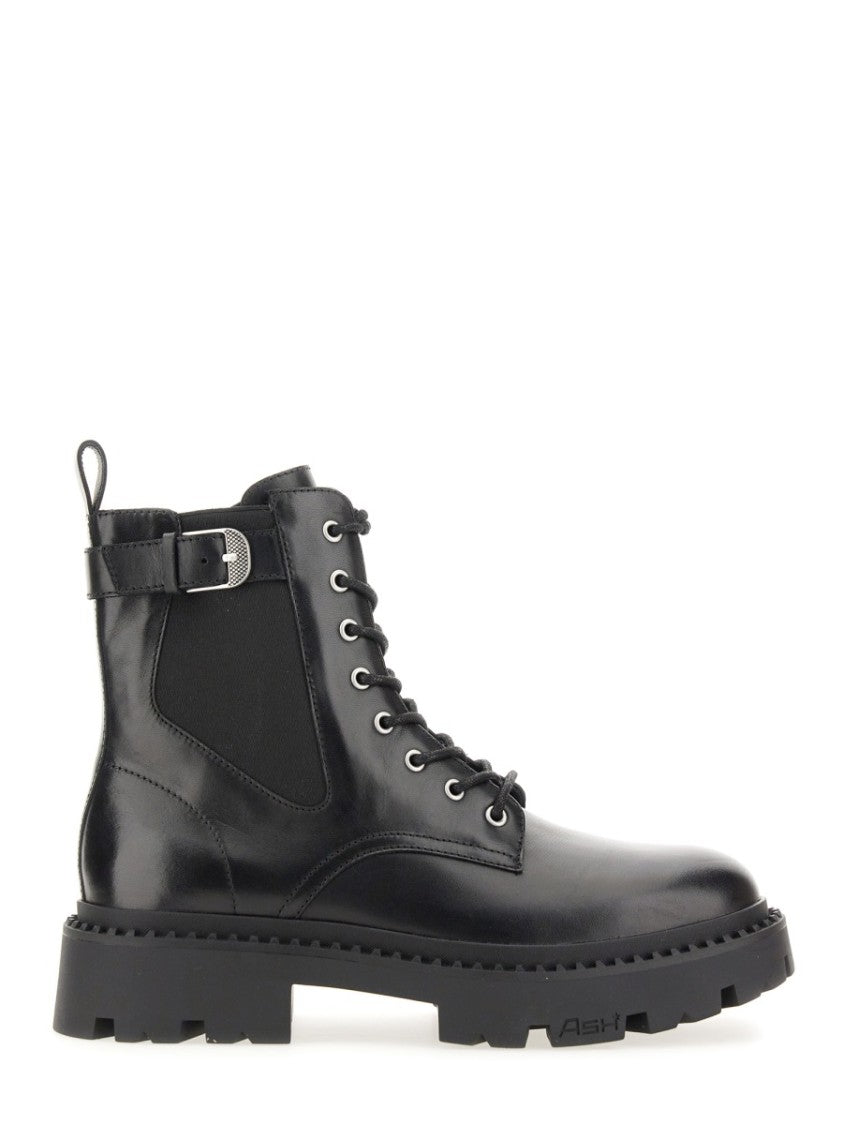 Ash Black Leather Amphibian With Rugged Sole