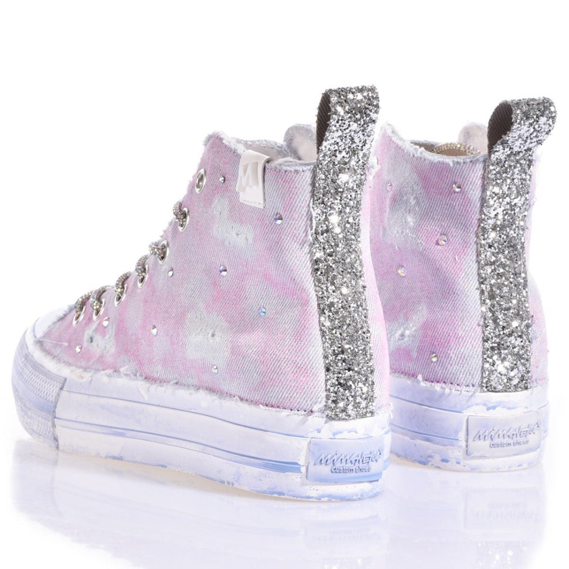 Mimanera Artisan-Crafted High-Top Sneakers Washed Denim